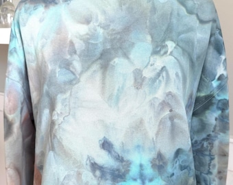 Ice Dyed Women's Oversized Sweatshirt: Hand Dyed Crew Neck - Size Small