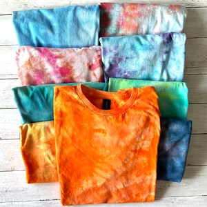 Custom Ice Dyed Unisex Crew Neck T-shirt | Choose Short or Long Sleeve | 10 Colors Available | Tie Dye shirt