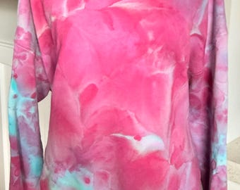 Ice Dyed Women's Oversized Sweatshirt:  Tie Dye Crew Neck - Size M