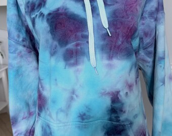 Ice Dyed Unisex Hoodie - Hand Dyed Tie Dye Sweatshirt - Size XL