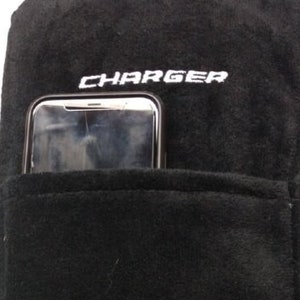 Fits 2011-2024 Dodge Charger - Black Cotton Center Console Cover with CHARGER Logo