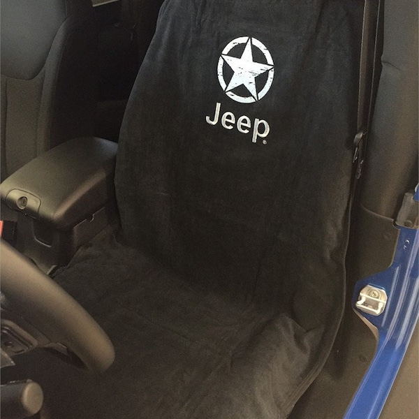 2 - Seat Armour Seat Protector Cover/Towel with Jeep Star Logo - Black