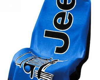 1 - Seat Armour Seat Protector Jeep Towel2Go Seat Cover with Jeep Logo - Blue
