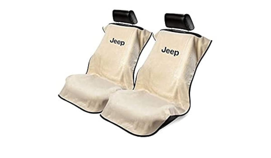 Buy 2 Seat Armour Seat Protector Cover towel With Jeep Logo Tan