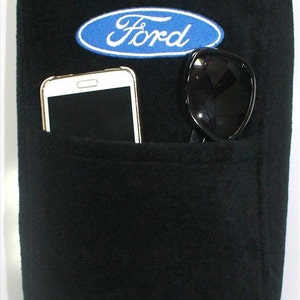 Console Cover with Ford Logo - Fits Ford Explorer 2011-2022 - Black w/ Blue Ford Oval