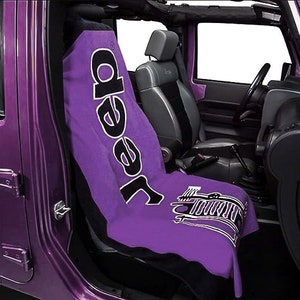 1 - Jeep Towel2Go Seat Cover - Purple With Jeep Logo - Fits All Jeep Models