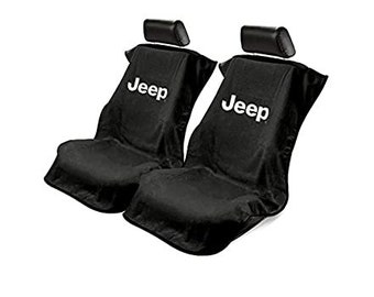 2 - Seat Armour Seat Protector Cover/Towel with Jeep Logo - Black