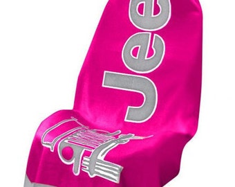 1 - Seat Armour Seat Protector Cover/Towel - Jeep Towel2Go w/ Jeep Logo - Pink