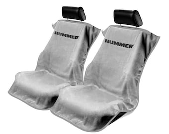 2 - Seat Armour Seat Protector Cover/Towel with Hummer Logo - Gray