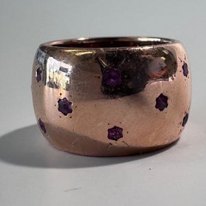 Estate 14K Rose Gold Ruby Star Cigar Band Ring