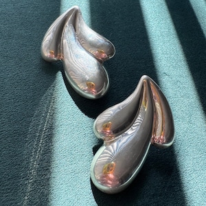 Vintage Bayanihan Mikal-Jon Sterling Silver Modernist Teardrop Earrings 14K Posts