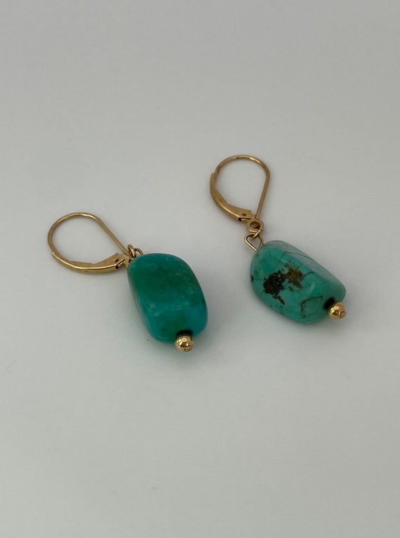 Vintage 14k Gold and Turquoise Dangle Earrings