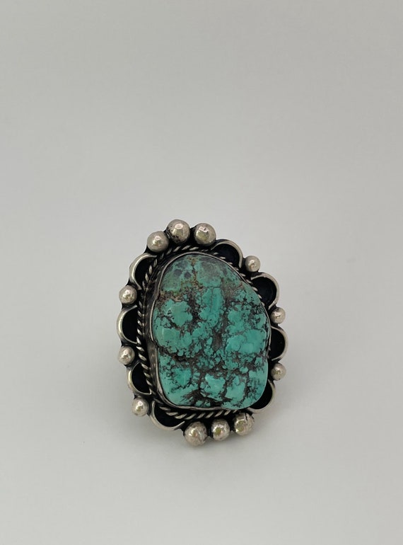 Vintage Native American Rough Turquoise and Sterli