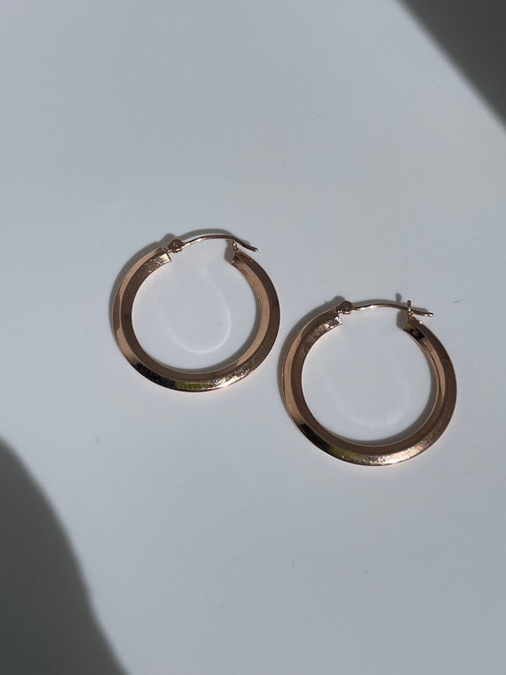 Vintage 1980 14k Rose Gold Hoop Earrings