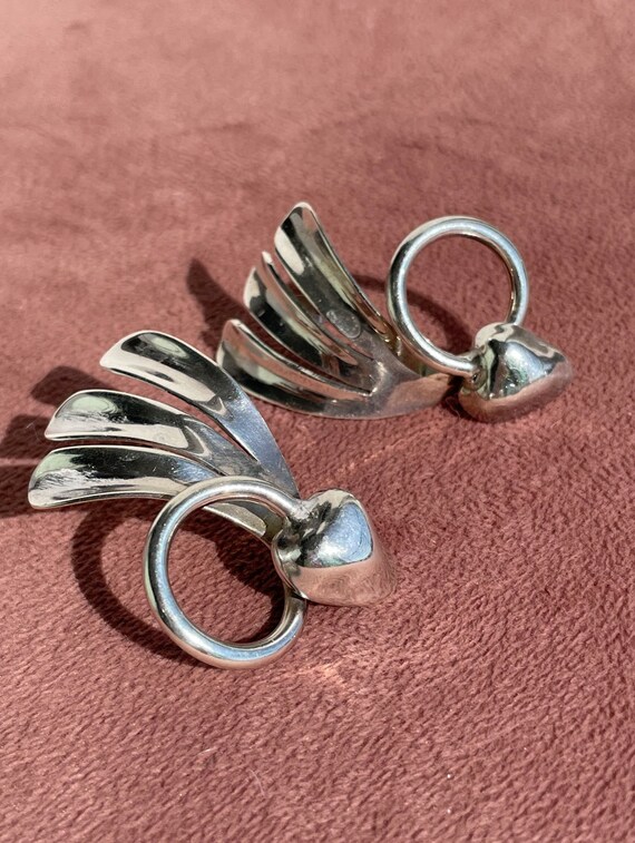 Vintage Flying Hearts Sterling Silver Earrings