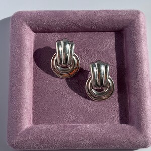 Estate Los Ballesteros Sterling Silver Pierced Door Knocker Earrings - Taxco Mexico Designer