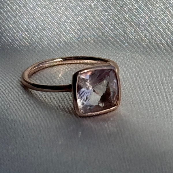 Estate 14k Rose Gold and Pink Emerald Engagement Ring