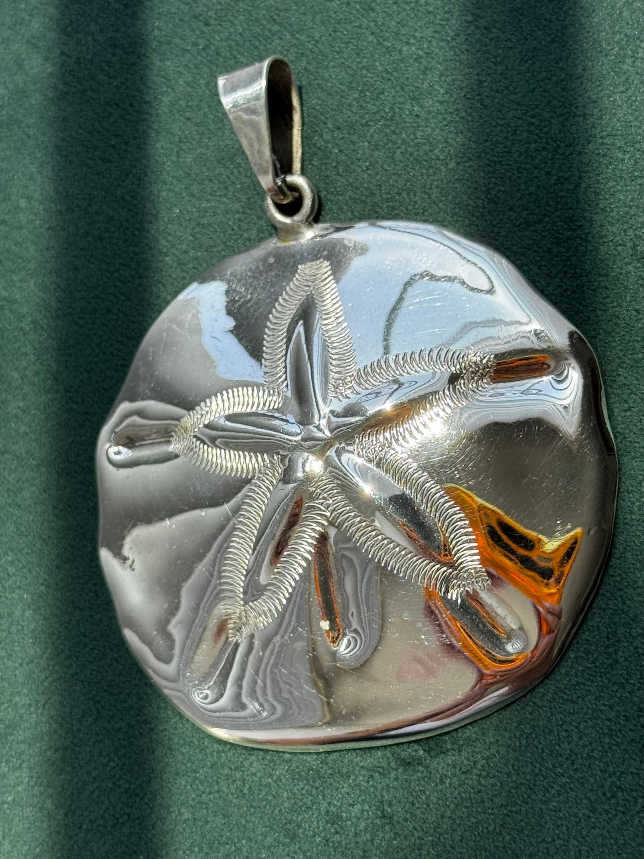 Sand Dollar Necklace Silver Large - Etsy