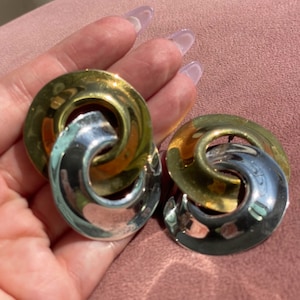Vintage Mexican Taxco Sterling Silver Two Tone Earrings