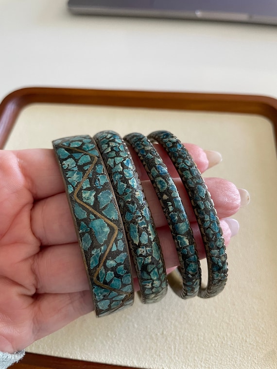 Mid Century Turquoise Bangle Bracelets