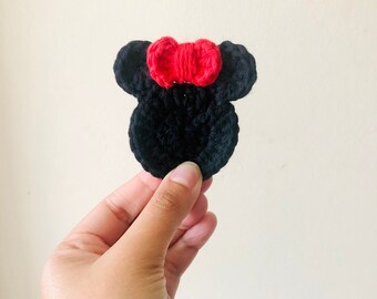 Mickey and Minnie Mouse Hair Clips, Disney Hair Clips, Disney Snap Clips, Mickey and Minnie Crochet Hair Clips, Crochet Hair Clips