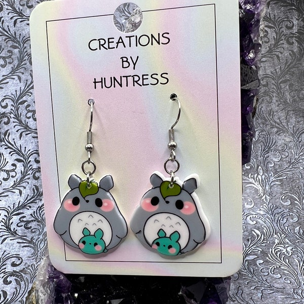 Kawaii Totoro Stainless Steel Dangle Earrings