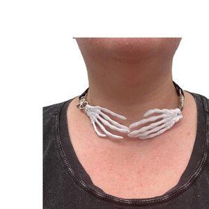 Skeleton Hands Faux Leather Belt Choker