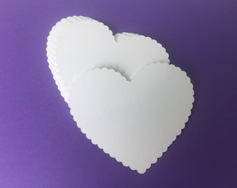 20 Large White Scallop Hearts Die Cut 3 inch , Bride And Groom Advice Cards, DIY Weddings, Escort Cards, Wish tags(2.9"x3.4")