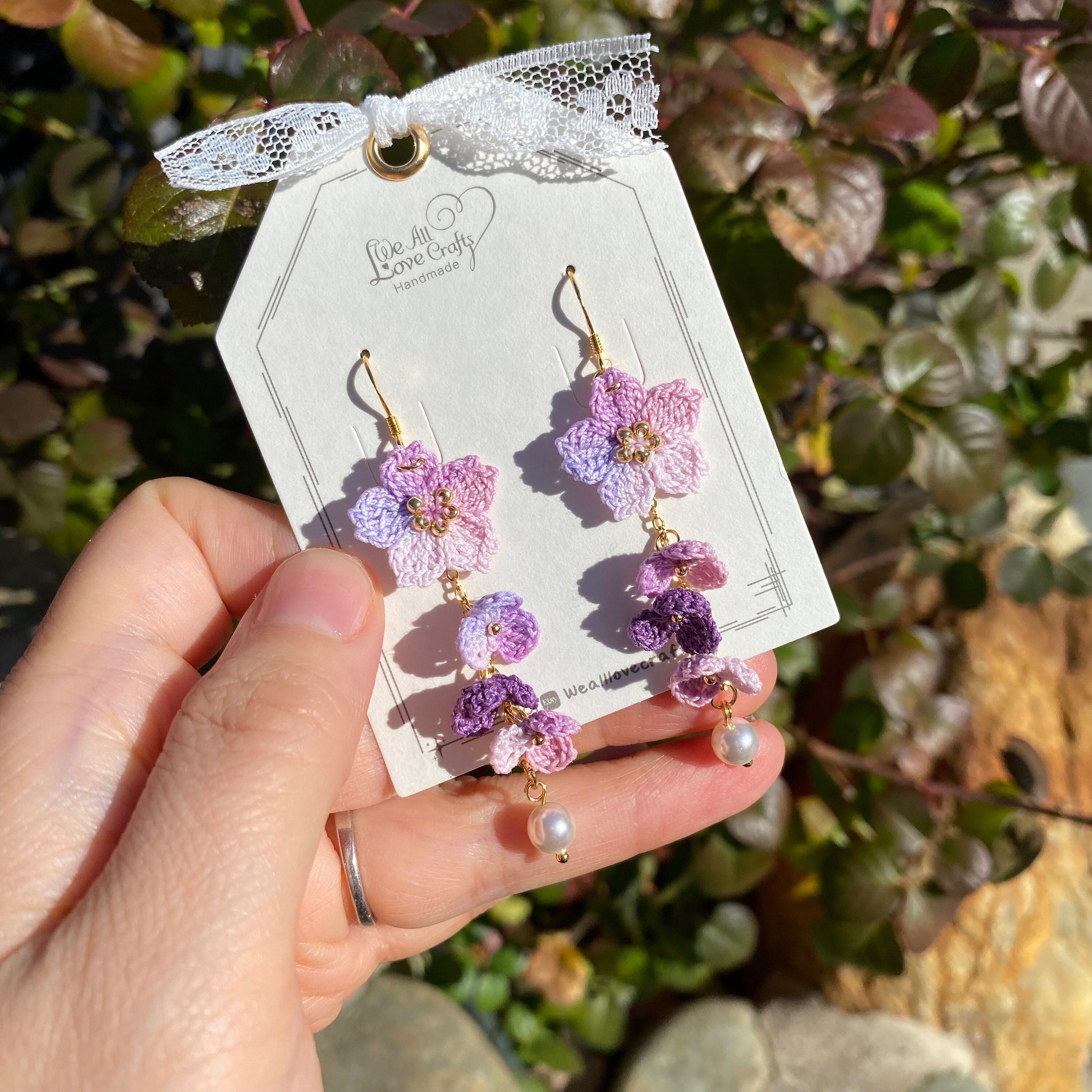 4 Shades Of Pink Ombre Flower Cluster Crochet Dangle Earrings/Microcrochet/14K  Gold/Gift For Her/Knitting Handmade Jewelry - Yahoo Shopping