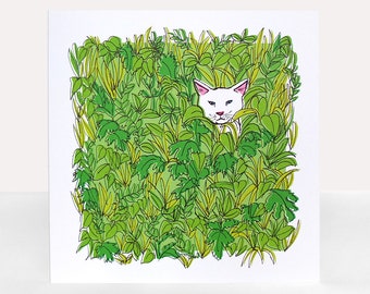 Hide & Seek Cat - Greetings Card - Any occasion