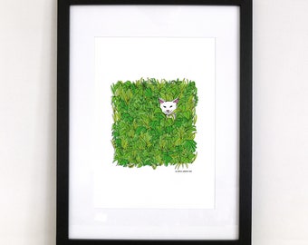 Hide & Seek Cat - A4 Printed Artwork