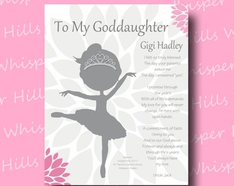 GODDAUGHTER gift - Gift for Goddaughter - Personalized gift for Goddaughter - Gift from Godmother, Gift From Godparents - Ballerina