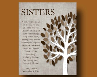 SISTERS gift print - Personalized gift for your Sister - Wedding Gift for Sister, Gift for Sister, Maid of Honor, Sister Birthday Gift