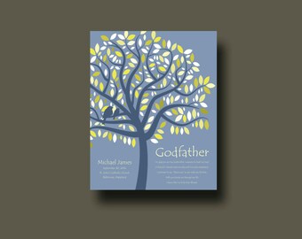 De gift van de GODFATHER - gepersonaliseerde gift voor peetouders - geschenk van petekind - gepersonaliseerde Godfather Print - Godfather Keepsake boom