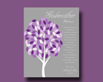 GODMOTHER gift - Personalized gift for Godparents - Gift from Godchild - Personalized Godmother Print - Godmother Keepsake TREE