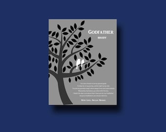 De gift van de GODFATHER - gepersonaliseerde gift voor peetouders - geschenk van petekind - gepersonaliseerde Godfather Print - Godfather Keepsake boom