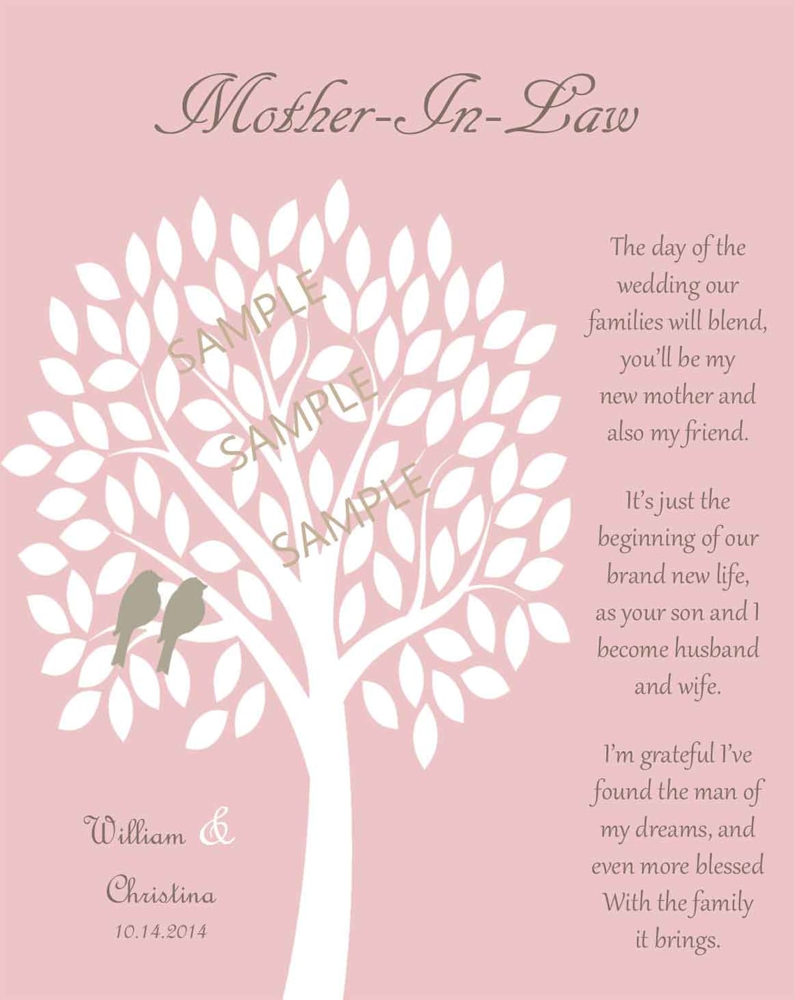 MOTHER IN LAW Gift Thank You Print Mother of Bride Gift - Etsy