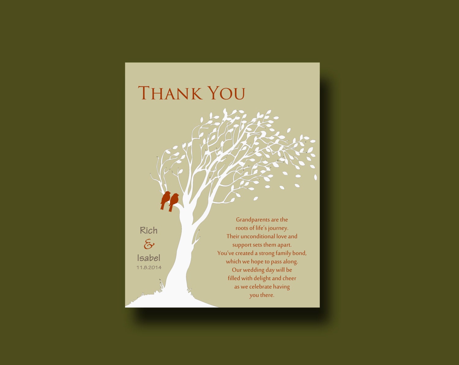 Wedding gift for Grandparents from Bride & Groom, Tree Gift, Thank you Wedding Gift, Custom Grandparent Gift, Family Gift - Grandparent Gift