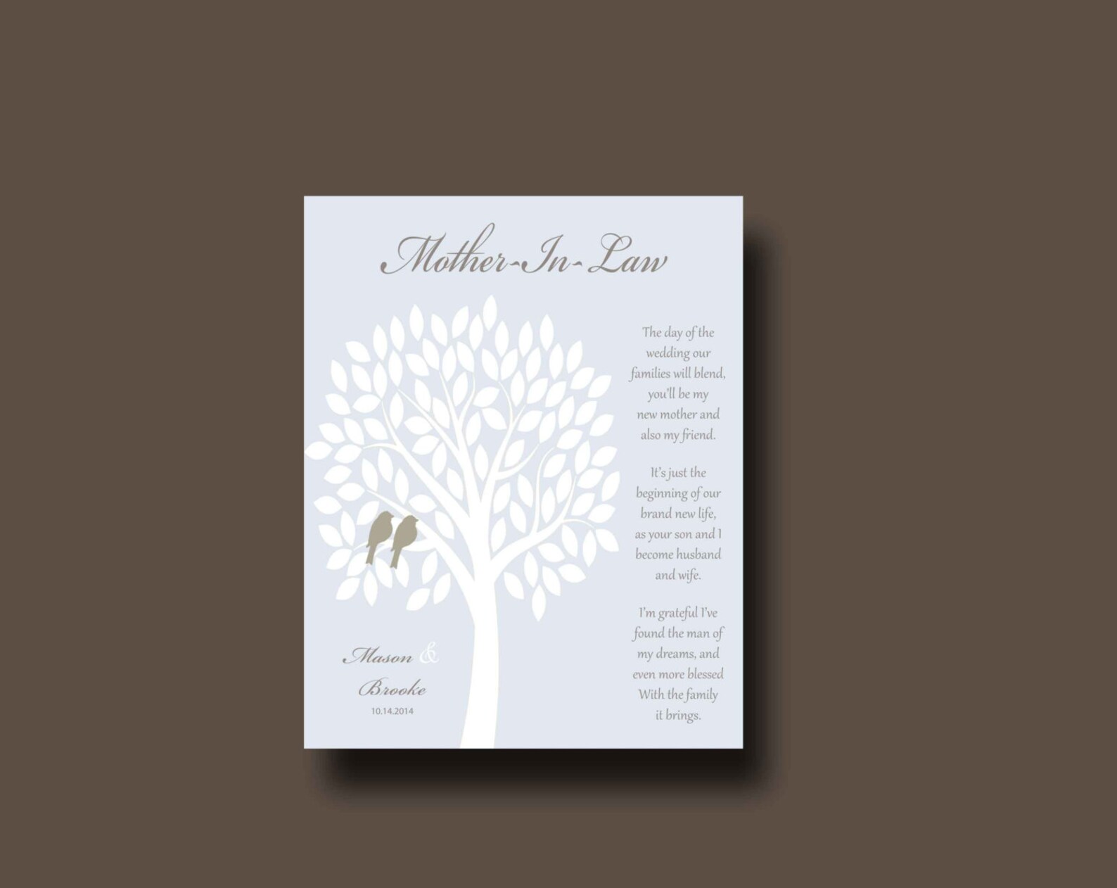 MOTHER IN LAW Gift Thank You Print Mother of Bride Gift - Etsy
