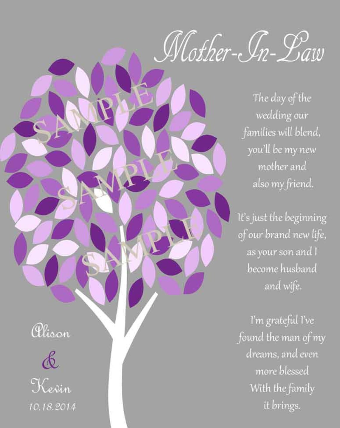 MOTHER IN LAW Gift Thank You Print Mother of Bride Gift - Etsy