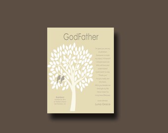 De gift van de GODFATHER - gepersonaliseerde gift voor peetouders - geschenk van petekind - gepersonaliseerde Godfather Print - Godfather Keepsake boom
