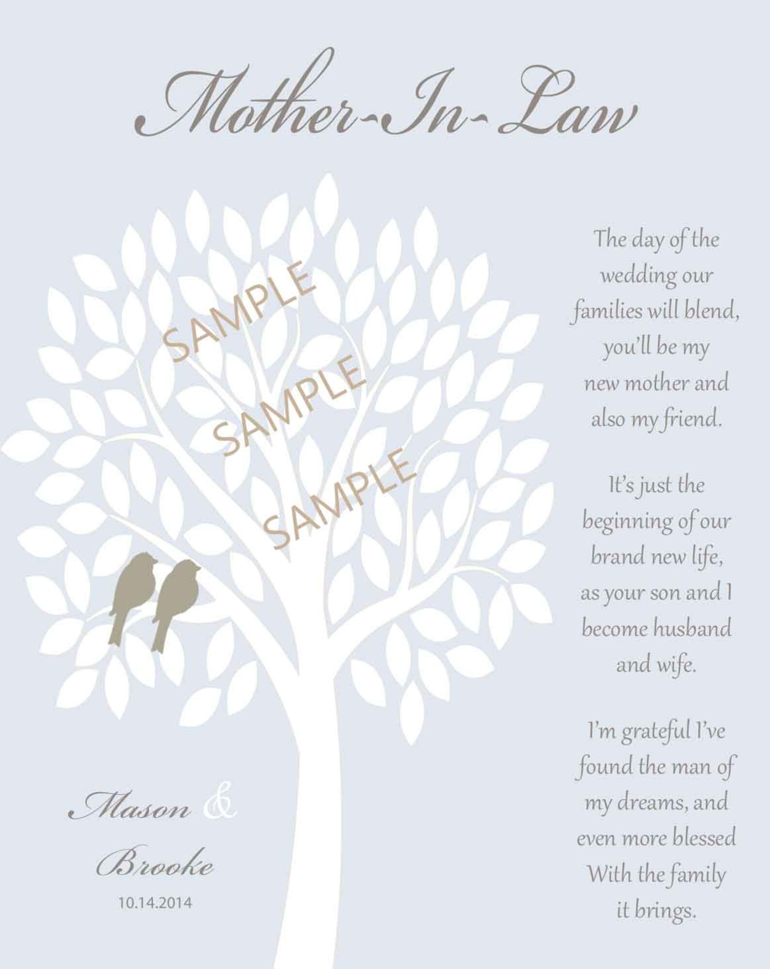 MOTHER IN LAW Gift Thank You Print Mother of Bride Gift - Etsy