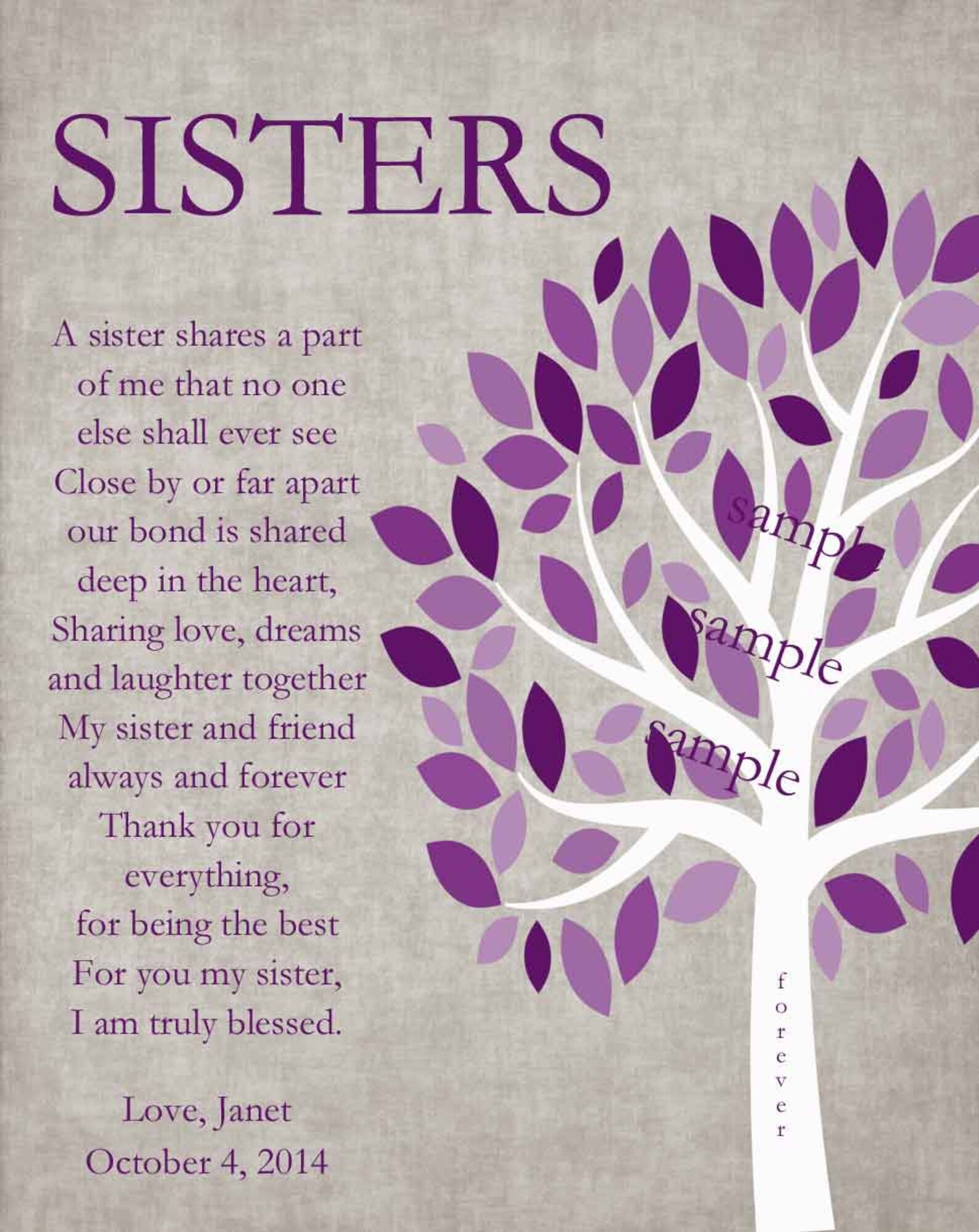 SISTERS Gift Print Personalized Gift for Your Sister Etsy