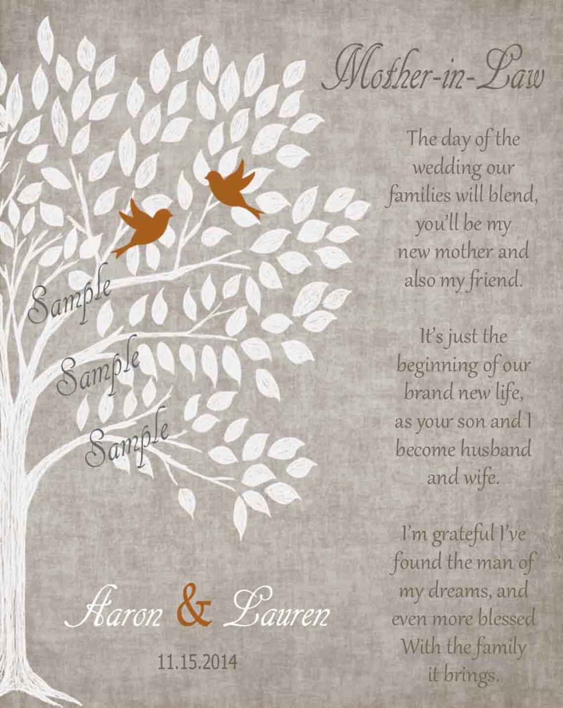 MOTHER IN LAW Gift Thank You Print Mother of Bride Gift - Etsy