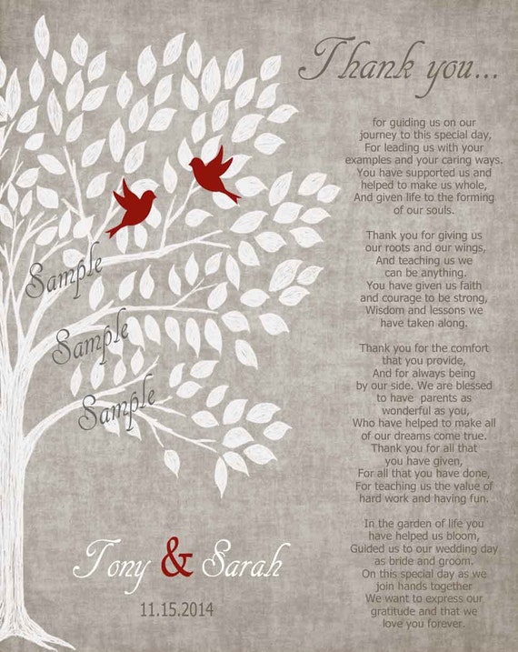 Parents Wedding Gift Personalized Parent S Poem Thank Etsy