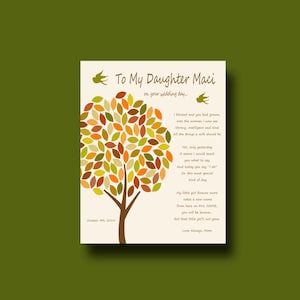 Wedding Day Gift for Daughter, Gift for Daughter on Wedding Day from Parents, mother to daughter wedding gift, daughter wedding gift,  Fall
