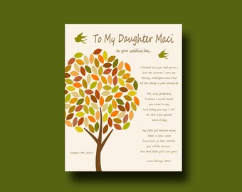 Wedding Day Gift for Daughter, Gift for Daughter on Wedding Day from Parents, mother to daughter wedding gift, daughter wedding gift,  Fall