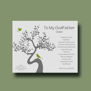 GODFATHER gift - Personalized gift for Godparents - Gift from Godchild - Personalized Godfather Print - Godfather Keepsake TREE