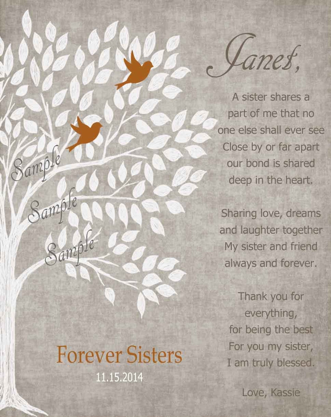 SISTERS gift print Personalized gift for your Sister Etsy