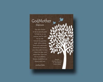 GODMOTHER gift - Personalized gift for Godparents - Gift from Godchild - Personalized Godmother Print - Godmother Keepsake TREE